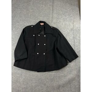 VTG Y2K Polka Dot Double Breasted Pea Coat Blazer Women's XL Preppy Linen Silk